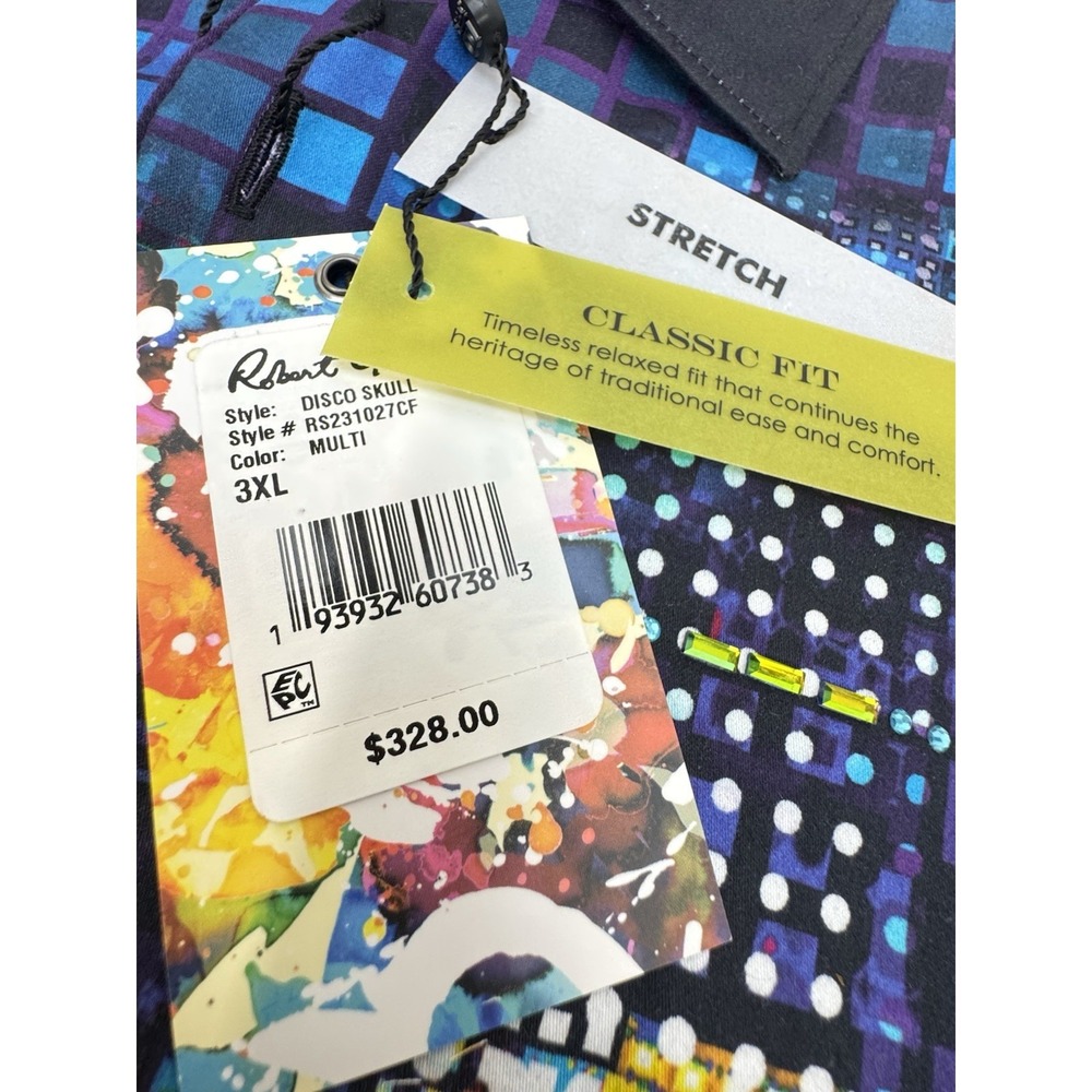 NWT Robert Graham DISCO SKULL Embroidered Sequined Disco Ball Shirt 3XL $328 - Picture 4 of 16